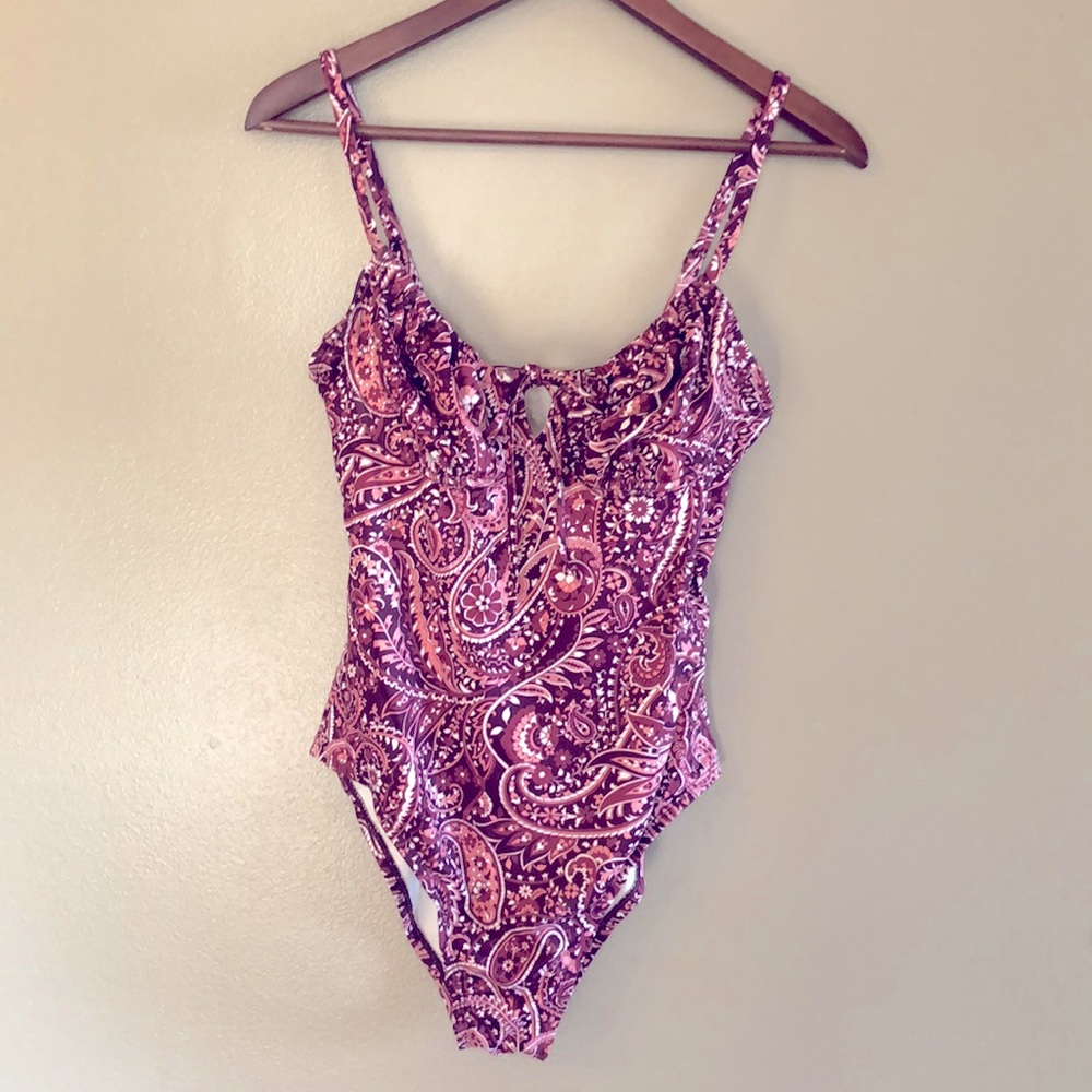 Kona Sol One Piece Swimsuit, Med, Pink Paisley